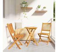 Garden Bistro Set 3pc Brown Solid Acacia Wood Compact 55x55x74cm Outdoor Seat2