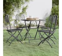 Garden bistro set Anthracite expanded metal 60cm round table H72 + 2 fold chairs