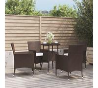 Garden Bistro Set Brown Poly Rattan 2-Seater Cushioned Table 55x75cm Armrest XL+