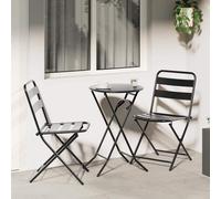 Garden Bistro Set Folding 2-Seater Anthracite Steel Table & Chairs 50x50x72cm EU