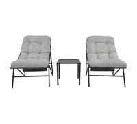 Garden Bistro Set Grey 3 Piece Outdoor Patio Balcony Furniture 2