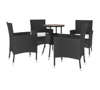 Garden Bistro Set Outdoor Dining Set with Cushions Black Poly Rattan vidaXL