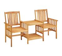 Garden Bistro Set Solid Acacia Wood Natural 159x61x92 cm Two Chairs & Tea Table