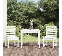 Garden Bistro Set solid pine 82.5x82.5x76cm White Pine Rustic 2 Chairs + 1 Table