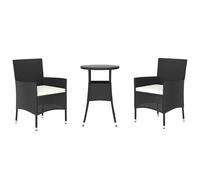 Garden Bistro Set with Cushions Outdoor Dining Set Bar Set Poly Rattan vidaXL