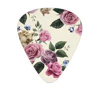 Garden Blooming Wildflowers Print Guitar Picks, 12 Pcs Guitar Plectrums Celluloid Pick Classical Triangle Picks for Acoustic, Electric, Bass Guitar including 0.46mm 0.71mm 0.96mm