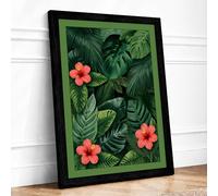 Garden Blooms Tropical Framed Wall Art Print A2 (59.4×42cm) Black, Wall Decor for Living Room, Bedroom, Office & Home, Ready to Hang, Art Gift