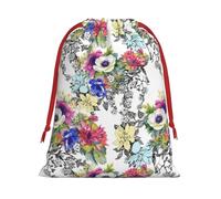 Garden Blossoming Wildflowers Birds Leaves Branches Christmas Drawstring Bags Gift Wrapping Bag Small Gifts Candy Jewelry Wedding Wrap Bag