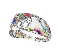 Garden Blossoming Wildflowers Birds Leaves Branches Print Headbands, Fitness Headbands Fashion Hair Accessories, Elastic Sports Hair Bands