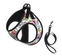 Garden Blossoming Wildflowers Birds Leaves Branches Print Pet Leash Vest,Breathable Mesh Pet Harness, Reflective For Small Medium Dogs Safe Easy Walking