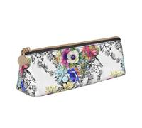 Garden Blossoming Wildflowers Birds Leaves Branches Print Stylish Pencil Case Large Capacity 8.3 x 2.2 x 2.4In Triangle Pouch Daily Essentials