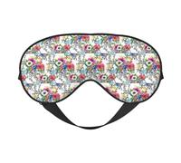 Garden Blossoming Wildflowers Birds Leaves Branches Printing Soft Eye Mask Reversible Cover for Travel Adjustable Strap Blackout Sleep