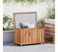 Garden Box Made of Solid Teak Wood, 90 x 50 x 58 cm, Weatherproof with Waterproof PE Bag, Large Storage Space for Garden, Balcony, Patio, Rustic Storage Box