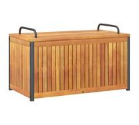Garden Box Solid Wood Acacia and Steel 85 x 45 x 45/53 cm Weatherproof with Large Storage Space for Cushions Patio Balcony Outdoor Storage Box Robust Durable