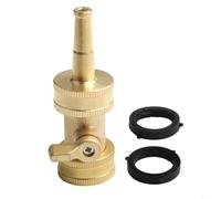 Garden Brass High Pressure Jet Nozzle and Hose Shut Off Valve Kit, Water Sweeper Injector with Switch for 3/4 Inch Standard Hose Cleaning