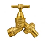 Garden Brass Tap with Hose Barb | NEW Fully On -Fully Off With Just A Quarter Turn Of The Handle