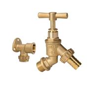 Garden Brass Water Bib Tap with Brass Wall Plate Fixture,Outside 1/2" BSP