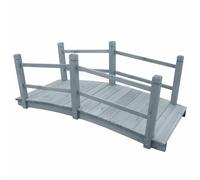 vidaXL Solid Firwood Garden Bridge Grey Outdoor Lawn Patio Wooden Decor Bridge