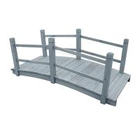 Garden Bridge Grey Solid Fir Wood 140 x 60 x 56 cm with Double Handrail, Weather-Resistant, Ideal for Pond Bridge, Stream, Garden Path and Patio