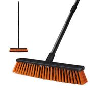 Garden Broom Heavy Duty, Yard Brush Outdoor with Squeegee, Outside Sweeping Brushes with Hard Bristle, Patio Stiff Brush for Sweeping Fallen Leave Weed Stone Gravel Debris