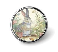 Garden Bunny Badge Holder Exquisite Round Badge with Picture Pin DIY Button Badges Personalized Metal Button Pin Fashion Brooch Crafts Gifts Clothes Decorative Pins