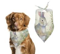 Garden Bunny Dog Bandana Triangle Dog Scarf Washable Polyester Dog Bibs Cute Pet Bandana for Medium Large Dogs Puppy and Cats