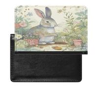 Garden Bunny Passport Holder Cover Leather Passport Wallet RFID Blocking Travel Wallet Documents Organizer Passport Protector Passport Cover for Men&Women