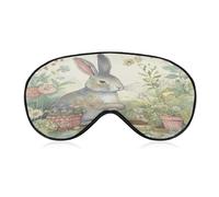 Garden Bunny Sleep Mask for Women Men Soft Breathable Sleep Eye Mask Soft Eye Cover Light Blocking Sleeping Masks Adjustable Blindfold for Travel Home Office Naps & Gifts