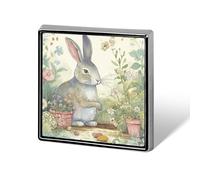 Garden Bunny Square Lapel Pin, Lightweight Aluminum Brooch Pins, Personalized Metal Badge Exquisite Fashion Pin Badge for Jackets Hat Bag Shirts Clothes Daily Wear & Gift