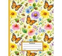 Garden Butterflies Composition Notebook: Beautiful Butterfly & Wildflower Wide Ruled Notebook for Kids, 200 Writing Pages, 7.5" x 9.25": A ... Sabbath School, and Everyday Learning