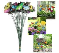 Garden Butterflies on Sticks, Colorful Butterfly Stakes Ornaments Outdoor, Fairy Garden Accessories, Ornament for Yard Patio Yard Lawn，Summer Houses Decor, Party Decorations(Random) (B-50pcs)