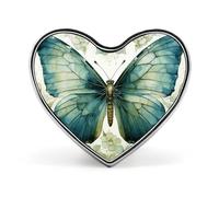 Garden Butterfly Heart Shape Lapel Pin Personalized Pinback Button Badges Retro Punk Button Pin Kawaii Heart Badges for Men Women Clothes Bags Hats & Gift