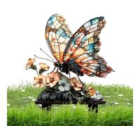 Garden Butterfly Stakes Aid, 2D Waterproof Retro Decoration with Stone Gear, Decoration Device with Sturdy Build, Premium Quality Courtyard Accessory, Reliable Spring Home Pathway Party Holiday