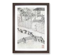 Garden by Wen Zhengming Framed Print | A2 Walnut Framed Wall Art | Ready to Hang | Modern Floral Picture | Living Room Bedroom Lounge Office