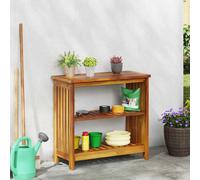 Garden Cabinet Natural Acacia Wood 75x35x70cm Outdoor Storage with 2 Shelves Eco