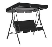 Garden Canopy Swing Seat Chair, Outdoor Swinging Chair Bench with Adjustable Canopy Removable Cushion for Patio Poolside Porch,190 x 132 x 15cm,Black