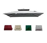 Garden Cantilever Parasol Replacement Canopy, 2.5m-3M 8 Ribs Square Patio Cantilever Umbrella Replacement Canopy, Double Tier Roof Top for Garden, Patio, Outdoor-Grey||3×3M(9.8ft×9.8ft)
