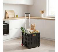 Garden Cart Black/Red PP Elastomer 35x39x92cm Telescopic Handle Indoor/Outdoor.
