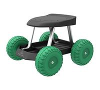 Garden Cart Rolling Stool Gardening Seat with Wheels and Tool Tray for Weeding, Planting, or Lawn Care Yard Tools by Pure Garden (Black and Green)