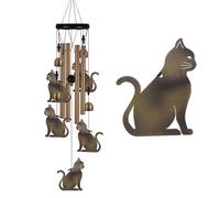 Garden Cat Wind Chimes Outdoor Indoor Decor - with 4 Tubes 4 Bells 5 Cats Wind Chime, Mobile Romantic Cat Wind Catcher, Cats Windchimes for Home, Mom Gifts, Balcony, Tree, Festival, Garden Decoration