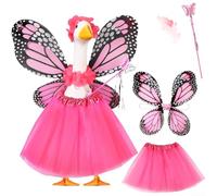 Garden Celebration For Lawn Decoration Set Butterfly Fairy Costume for Geese 5PCS Soft Lightweight Cloth Design (Fluorescent Green)