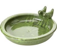 Esschert Design FB489, Green Bird Bath Ceramic Round, 10.9 cm*32.9 cm*30.7 cm