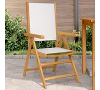 Garden chair 2pc Cream White Solid Acacia Reclining Foldable Outdoor 57x70x109cm