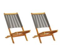 Garden chair 2pc Grey Solid Acacia Wood Folding Outdoor Seat 41x72x68cm Pair Set