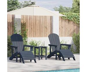 Garden Chair 2pc Navy Polyethylene Outdoor Stackable 83x74x92 cm Durable Set