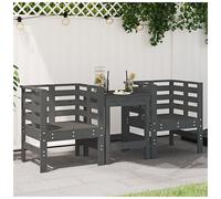 Garden chair 2pc Solid Pine Grey Pine 61.5x53x71cm Slatted Armchair Outdoor Set