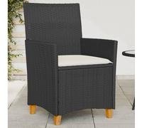 Garden Chair 2pcs Black PE Rattan & Solid Acacia Wood 59x61x90 cm Set Cushioned
