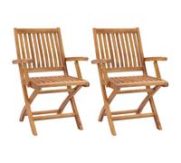 Garden Chair 2pcs Foldable Teak Hardwood 56x58x88cm Sanded Brown Outdoor Set XL