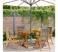 Garden chair 2pcs Grey Solid Acacia Wood Reclining Foldable Outdoor 57x70x109cm