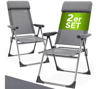 Garden Chair 2Pcs Set Grey Aluminium Foldable with Cushion